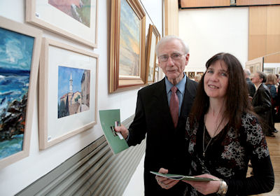 Exhibiting artist Richard McEvoy of Cabra, Dublin, and daughter singer/songwriter, Marion McEvoy.