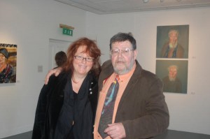 Singer Mary Coughlan with Barrie Cooke at the exhibition opening