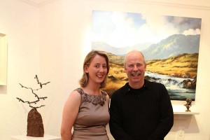 Lorraine Brett, Manger of Gormleys Fine Art gallery in Dublin, and artist Peter Monaghan at the exhibition opening