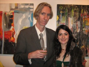 Artist Helen McNulty and Curator Tony Strickland at the opening of Cloudburst