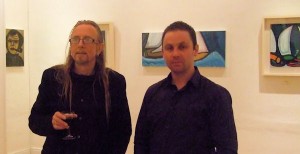 Artists Guggi and Damien Cody at the opening of Damien's exhibition