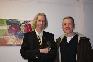 Curator Tony Strickland and artists Brian Gallagher at the exhibition launch.