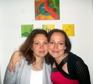 Sandra Schoene (right) at the exhibition opening.