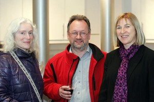 Cork Visual Artist Bernadette Cotter, Liam Madden - Irish Art Blog and Trish Hegarty, Inis Communications at the competition launch in Temple Bar.