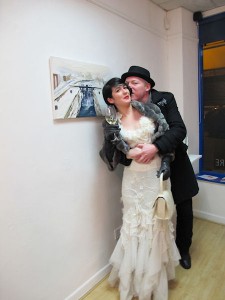 Artist Helen McNulty with jewellery designer Sean Osborne at the exhibition opening