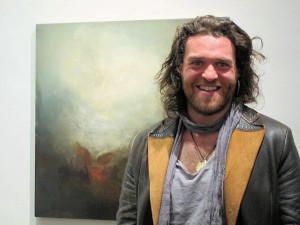 Artist Gearóid Hayes at the exhibition opening