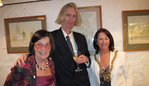 Artist Veronica Heywood, Curator Tony Strickland and Councillor Lettie McCarthy at the exhibition opening.