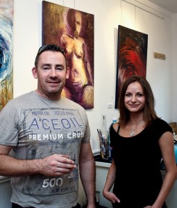 Artist,  Lucie Pacovska and Dave O'Shea at the exhibition opening