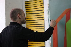 Artist John Fitzsimons in his studio