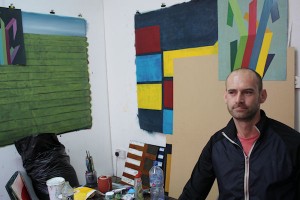 Artist John Fitzsimons in his studio
