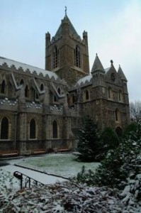 Christchurch Cathedral in the snow