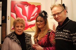 Artist Pervaneh, artist Debbie Lush and Gallery owner Frank O'Dea at the exhibition opening (photo Liam Madden)