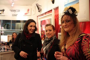 Artist Debbie Lush (right) with friends at the exhibition opening (photo Liam Madden)