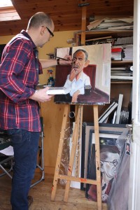 Niall with portrait of US President Barack Obama