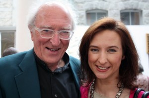 Artist Neil Shawcross with his niece Carole Cromer at the exhibition opening