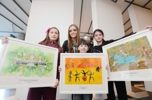 Anya Clarke Carr, Billy McCabe and Cara Taheny with RTE presenter Diana Bunici