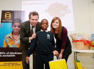 Tomide Lawal fomr Ballyduff NS with John Fleming CEO Sightsavers and Miriam Cassidy from Art&Hobby