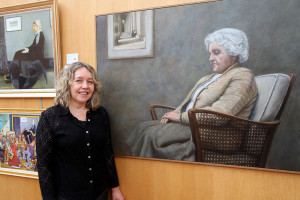 Artist Ursula Klinger with her version of Whistler's Mother - her mother (photo Liam Madden)