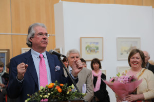 Ian Whyte introducing the exhibition (photo Liam Madden)