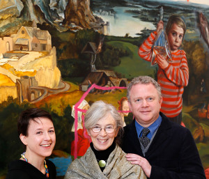 Anne Hodge (Curator of Prints and Drawings, NGI), Catherine Marshall (scholar and curator)and Colin Davidson PRUA (artist) – the judging panel for the Hennessy Portrait Prize 2015. (photo Kieran Harnett)