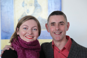 Ania Ludwinek with Michael Watts (exhibition curator) at the exhibition opening.