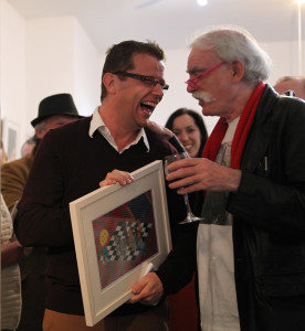 Author Paul Howard with Artist Tom Mathews at the exhibition opening