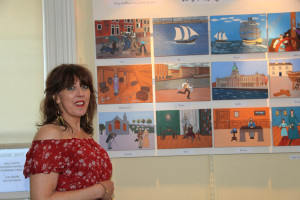 Artist Gaby Browett at the exhibition opening (Photo Liam Madden)