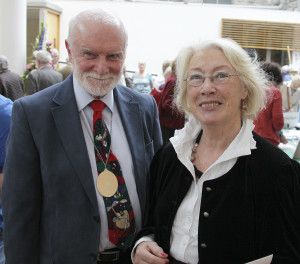 Aidan Hickey, the new president of the Dublin Painting & Sketching Club with exhibiting artist Brid Clarke at the opening (Photo Pat Clarke)