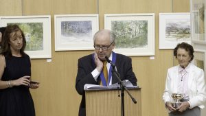 Liam O'Herlihy President of The Water Colour Society of Ireland opening the exhibition (photo Liam Madden)