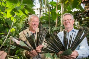 Artist Gerard Byrne (left) with Director of the National Botanic Gardens, Dr Matthew Jebb.