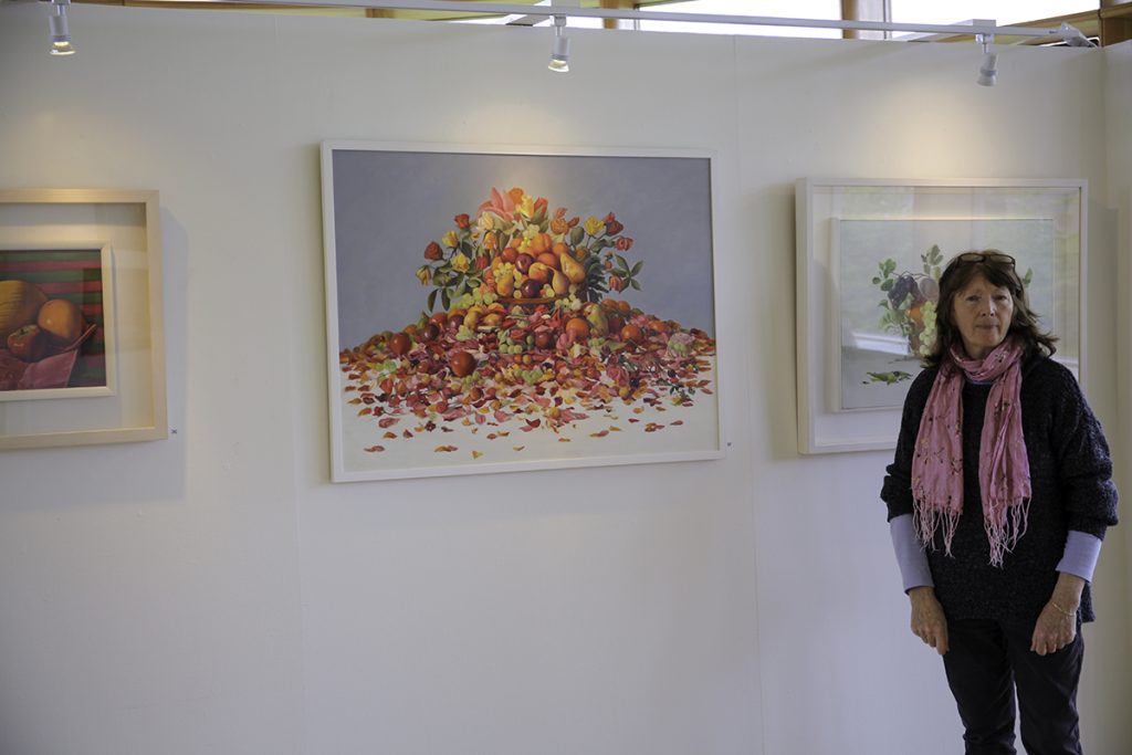 Artist Therese McAllister with some of her works (photo Liam Madden)